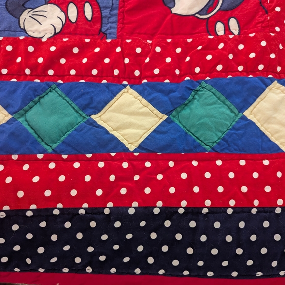 Vintage Disney Mickey Mouse Quilt - Red, Blue, Black - Picture 6 of 9